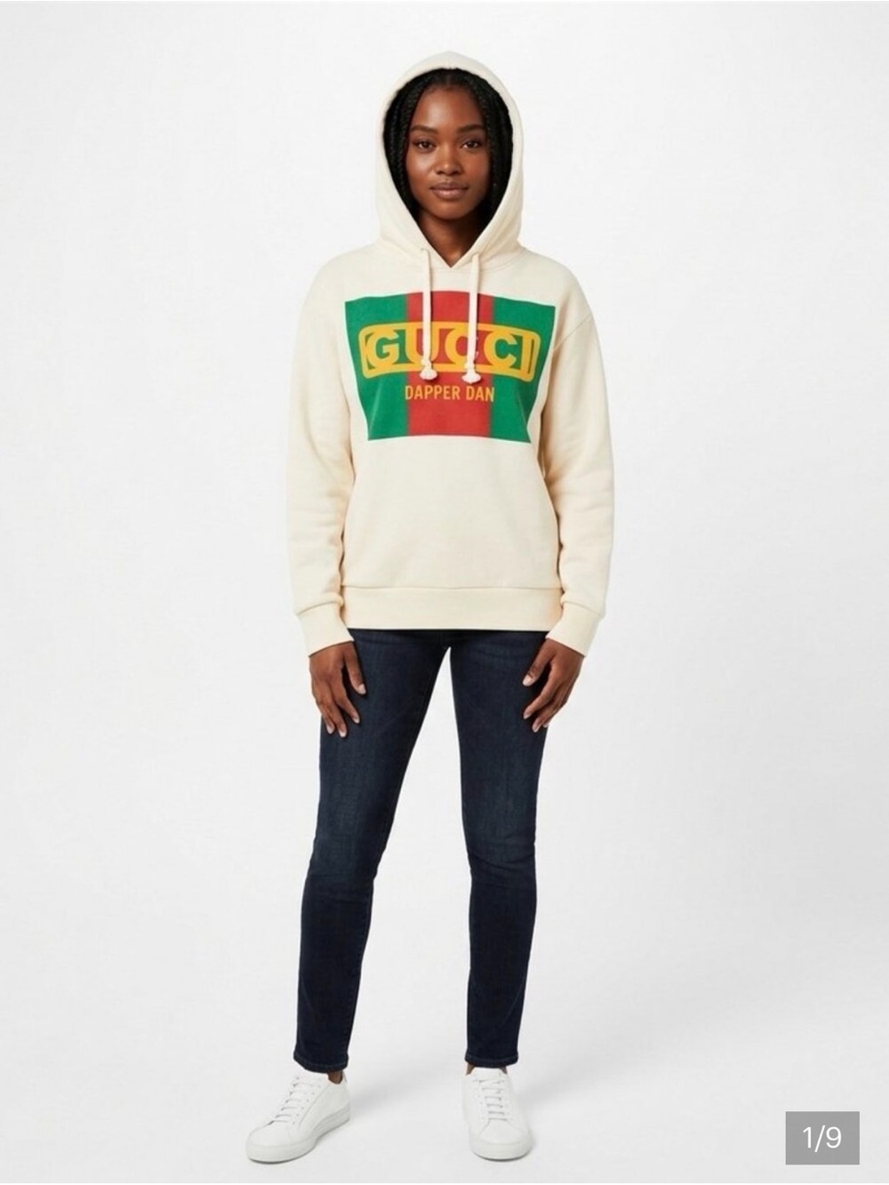 Gucci Dapper Dan Women's Cream Logo Hooded Sweatshirt